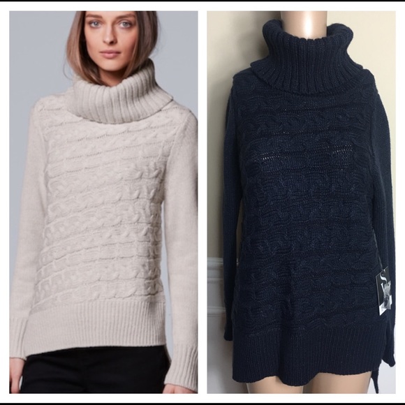 Simply Vera Vera Wang Sweaters - Simply Vera Wang turtleneck cable pullover sweater